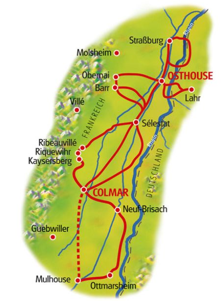 Karte Colmar Osthouse Doppelsternfahrt