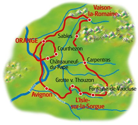 Karte Provence Rundfahrt