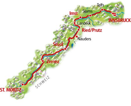 Map St. Moritz - Innsbruck