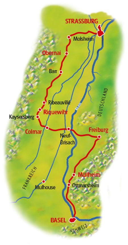 Karte Rhein-Radweg II Basel - Straßburg