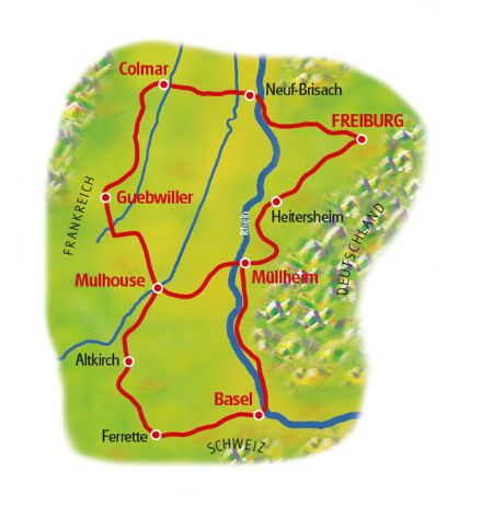 Karte Südelsass