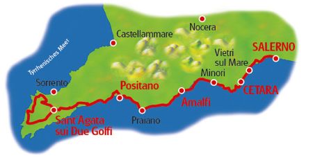 Map Amalfi coast