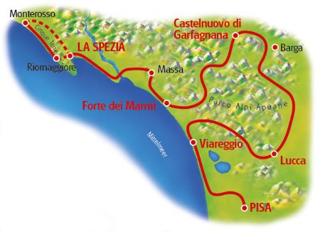 Karte Pisa - Cinque Terre