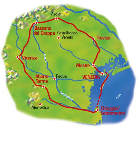 Karte Venetien Rundfahrt