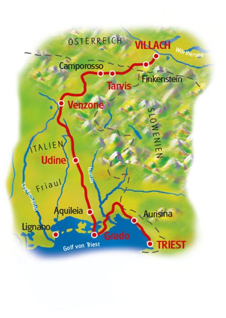 Map Villach - Triest