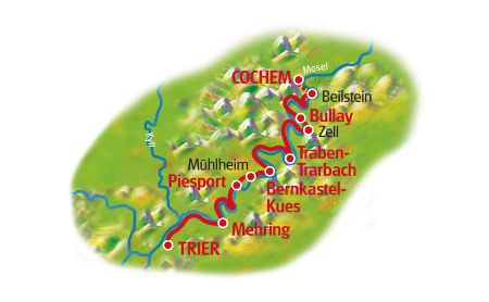 Moselle Cycle Path for Family, Trier - Cochem, Map