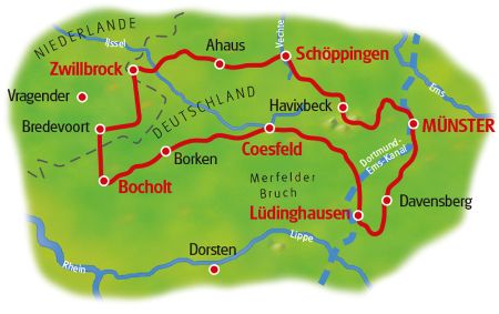 Radreise Münsterland - Karte