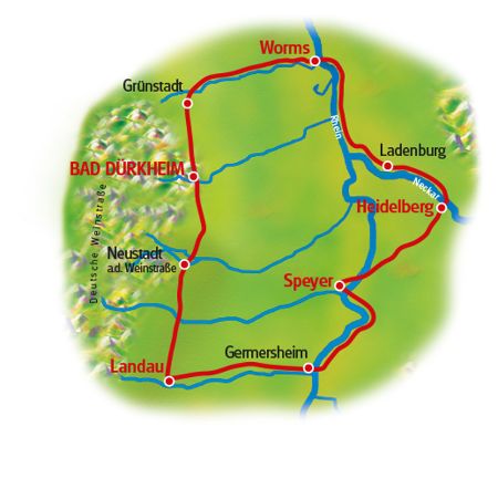 Radreise Rhein & Reben mit Charme - Karte