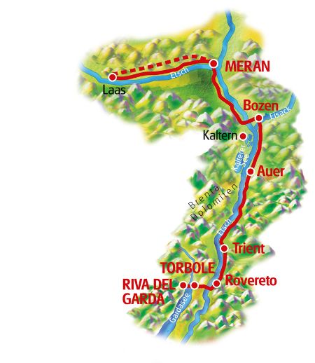 Südtirol für Familien - Meran - Gardasee, Karte