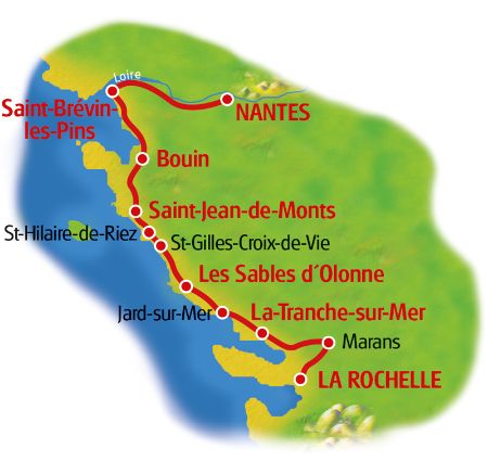 Radreise Nantes - La Rochelle - Karte