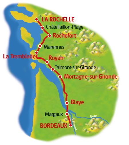 Radreise La Rochelle - Bordeaux - Karte