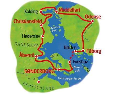 Dänische Ostseeroute - Karte