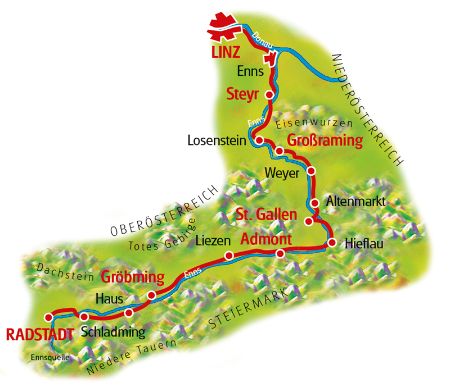 Enns-Radweg - Karte