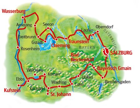 Mozart-Radweg - Karte