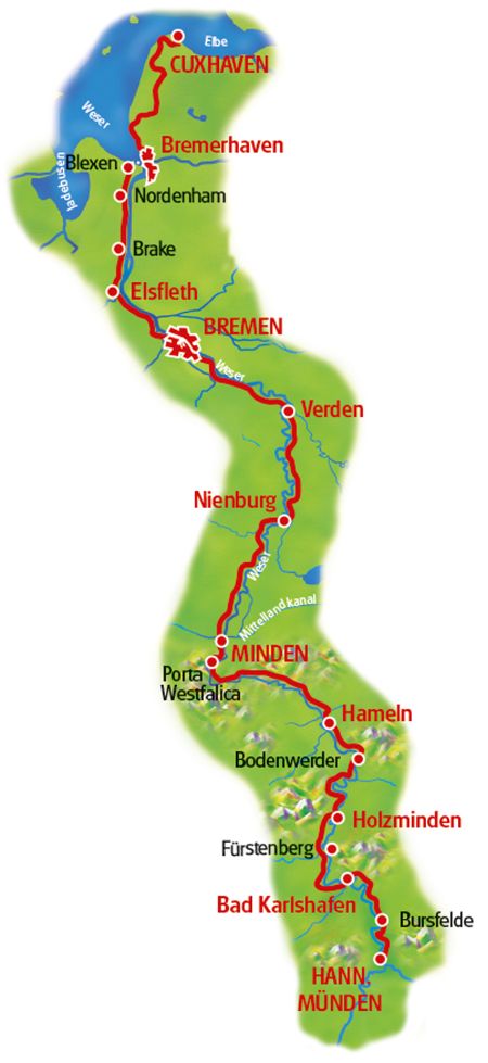 Weser-Radweg - Karte