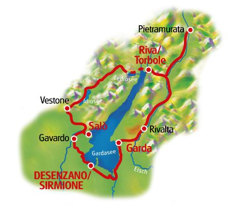 Gardasee Rundfahrt - Karte
