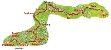 Radtour Inssbruck - Wien, Karte