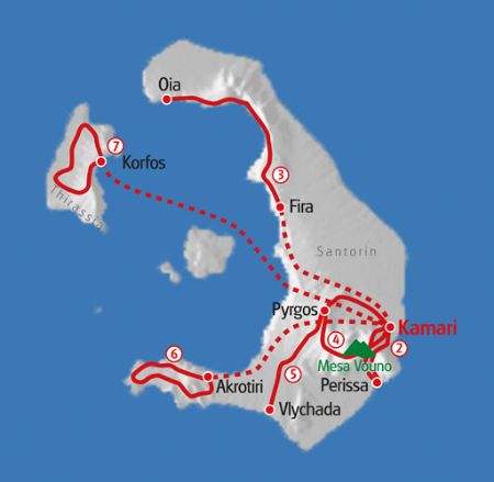 Wandern Santorin Karte