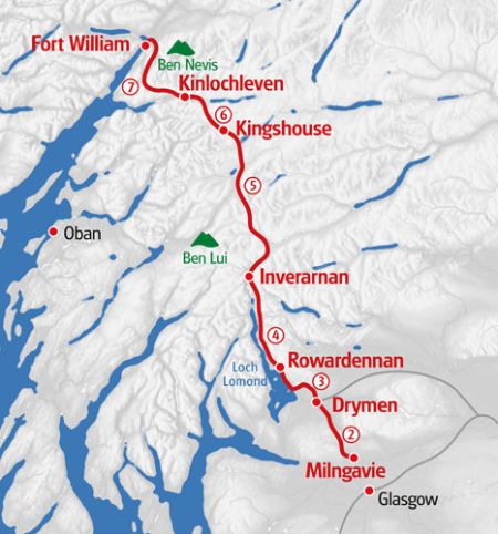 Wandern West Highland Way Karte