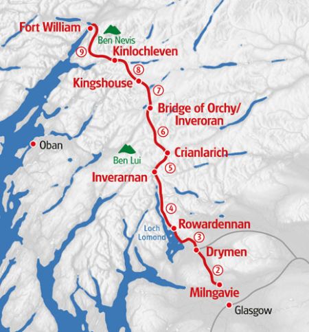 Hiking West Highland Way map