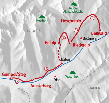 Wandern Aletsch Panoramaweg Karte