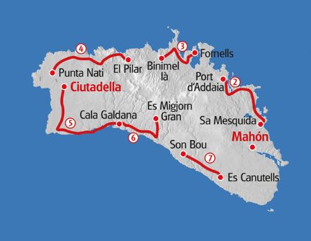 Wandern Menorca Karte