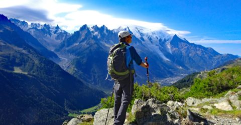 Wanderung mit Blick auf den Mont Blanc