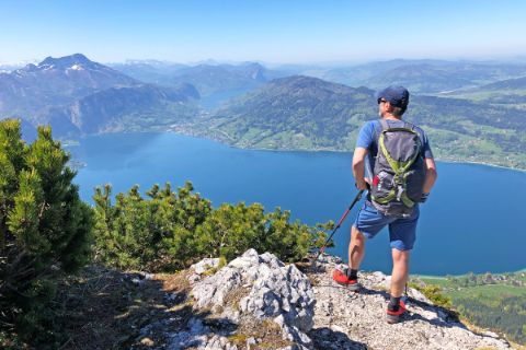Hikers with a view of the Attersee