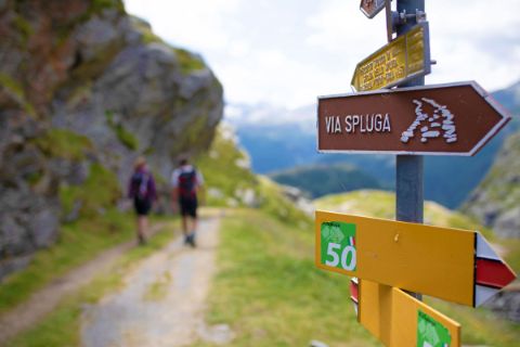 Signpost at the Via Spluga