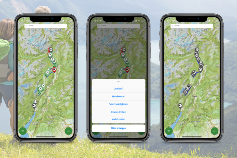 Map of the hiking tour in the Eurohike app