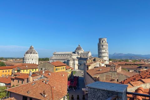 View over the roofs of Pisa to the Leaning Tower of Pisa