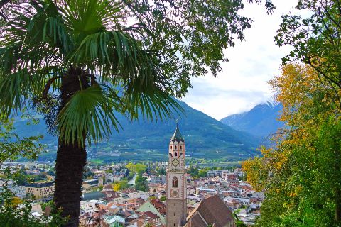 Hiking in South Tyrol with a view over Meran