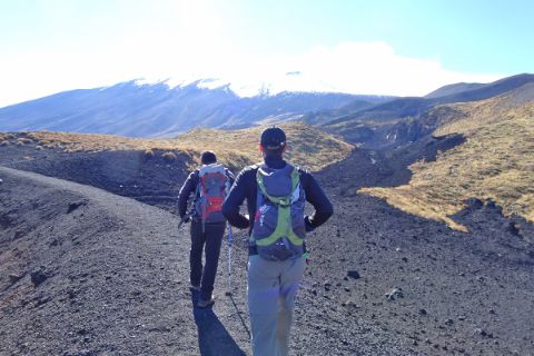 Unspoilt hiking paths along the black lava fields of mount Etna