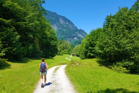 Hiker at the Pilgrim Trail in Salzburg