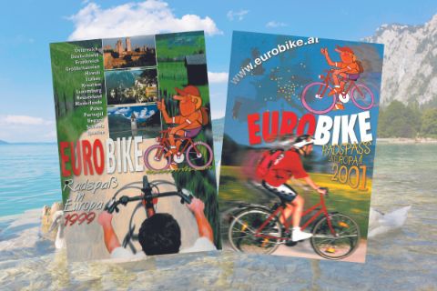 Eurobike Cycing Holidays catalogue cover 1999 and 2001