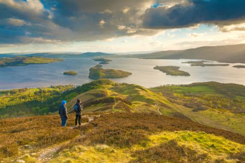 Panoramic view of Loch Lomond from Conic Hill