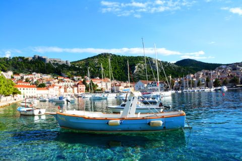 Croatian harbor with boats