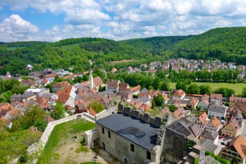 Panoramic view of an old town at the Naturpark Altmühltal