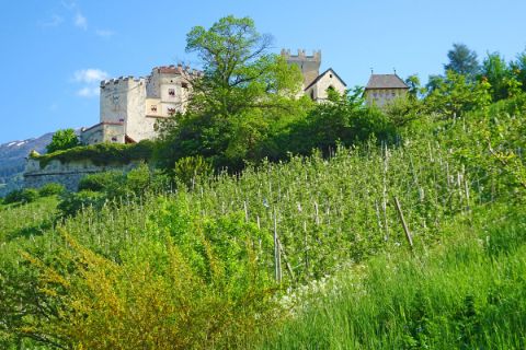 Fantastischer Wanderaussicht auf Burg Churburg