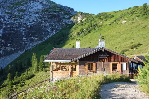 welcome mountain hut Schachenhaus in the middle of the mountains