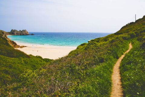 View of the bay near Porthcurno and the Minack theatre