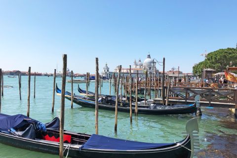 Gondolas on the hiking trip from Lake Garda to Venice