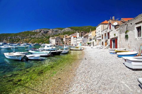 Croatian harbor of a small fishing village