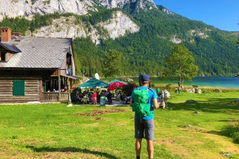 Hiker at the Gasthaus am Altauseer See
