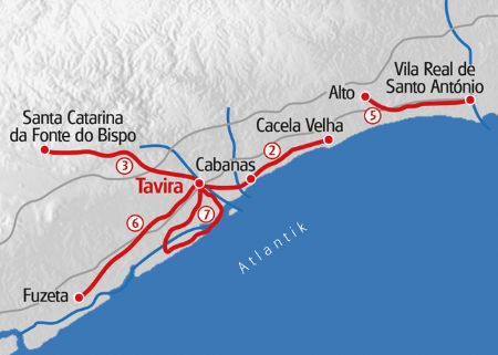 Algarve Tavira Wandern Karte