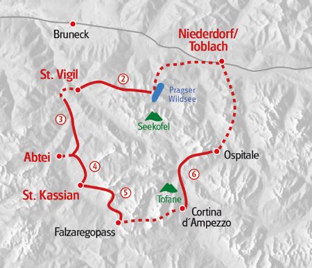 Dolomites High altitude trail map