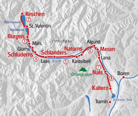 Reschensee-Kalterersee map