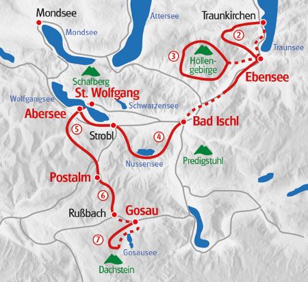 Salzkammergut Seen und Dachsteingletscher Karte