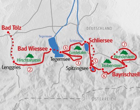 Wandern Tegernsee - Wendelstein Karte