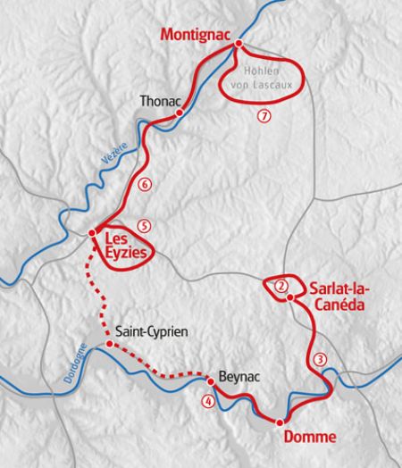 Wandern Dordogne Karte